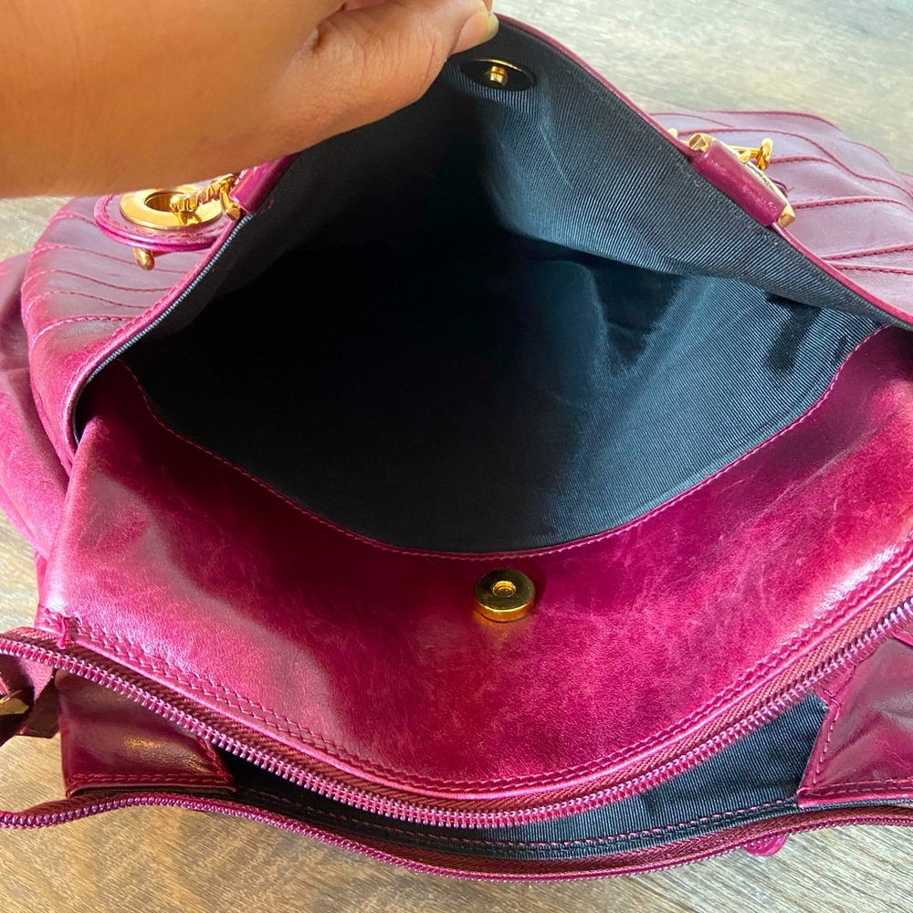 Vintage 1970 Loris Azzaro Paris Purse Burgundy Genuine Leather Shoulder Bag EUC - Picture 9 of 16